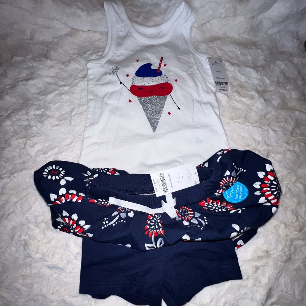 CARTER’S DISNEY 3 PIECE SHORT, TANK & TEE SET. SIZE 2 TODDLER